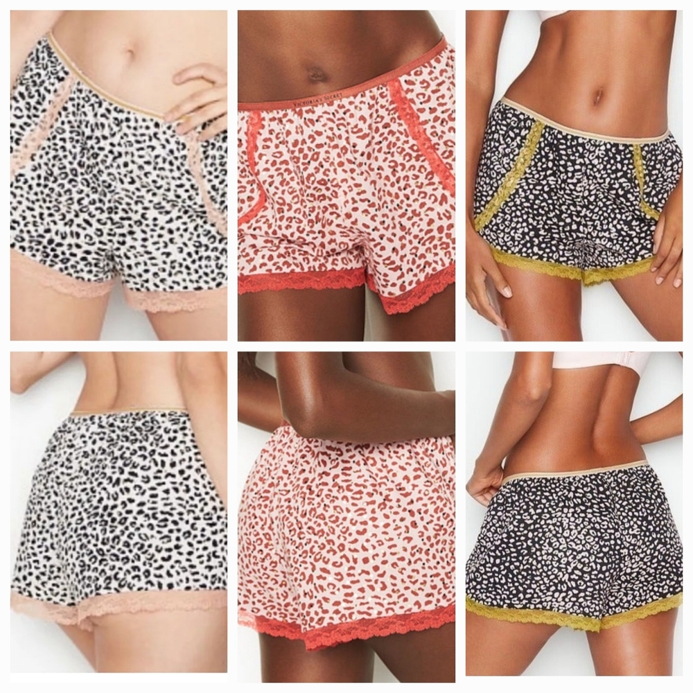 NeW ❤️X3 PaiR❤️Victorias Secret LACE CHEETAH ANIMAL PAJAMA SLEEP SHORTS Medium M